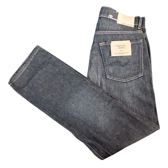 Men's Blue Jeans 7 For All Mankind Austyn Relaxed Rinsed Blue Jeans Los Angeles - Picture 1 of 8